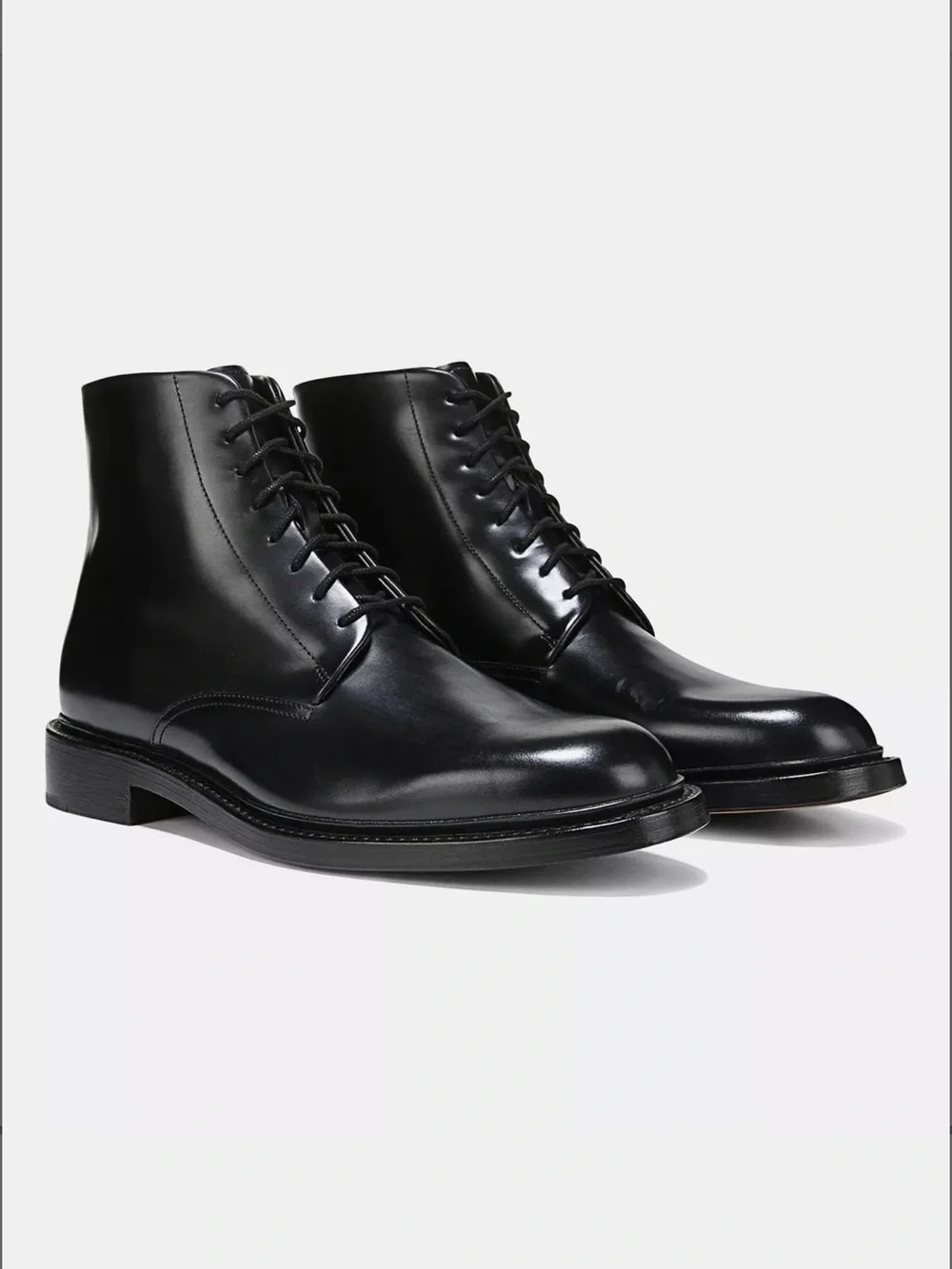 Vince MEN Black Leather Damian Lace-Up Dress Boots